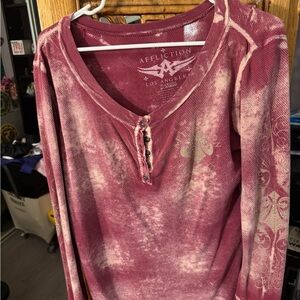 Affliction Pink Long Sleeve Buttoned Hoodie